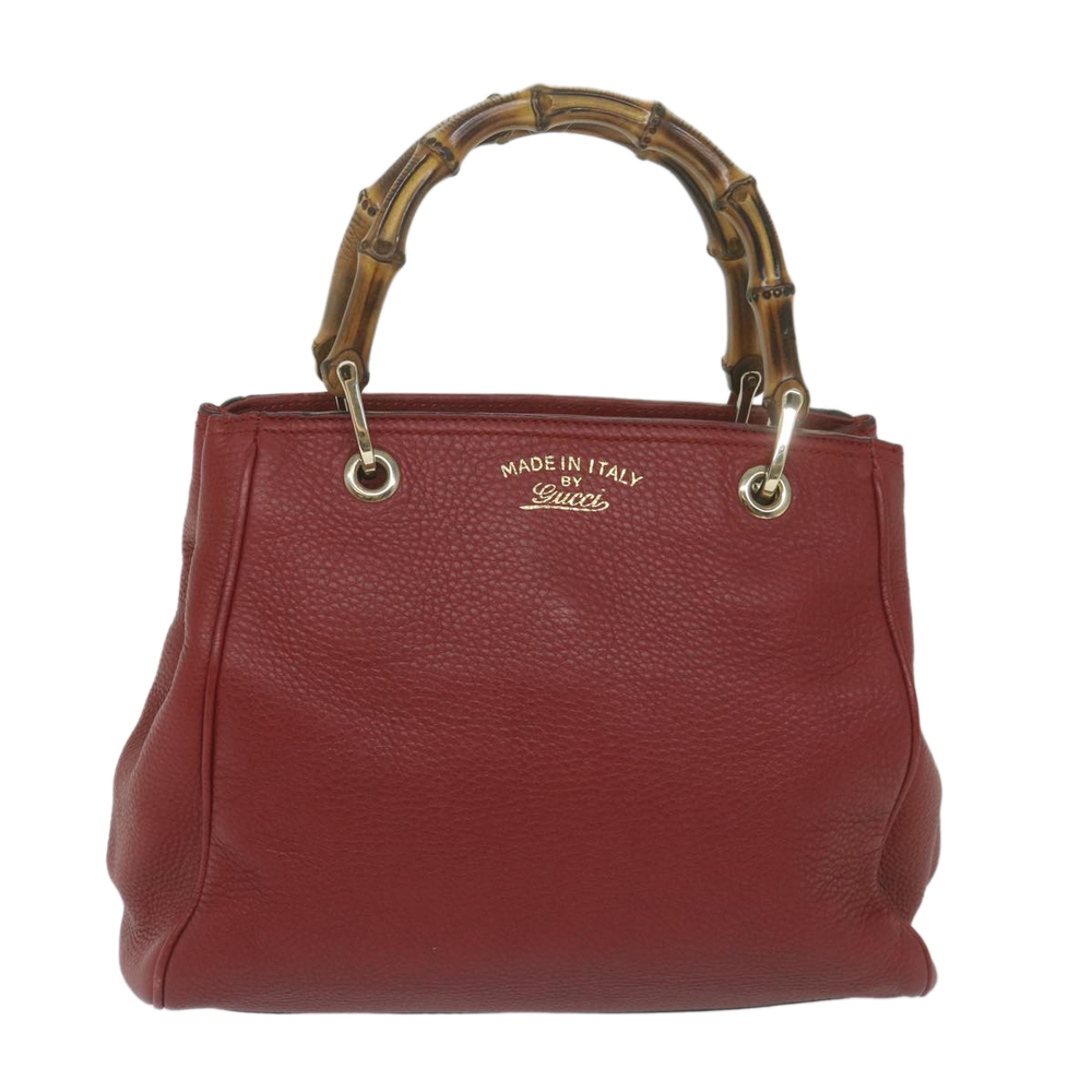 GUCCI Bamboo Hand Bag Leather Red 336032 Auth ep2891 - Picture 13 of 16